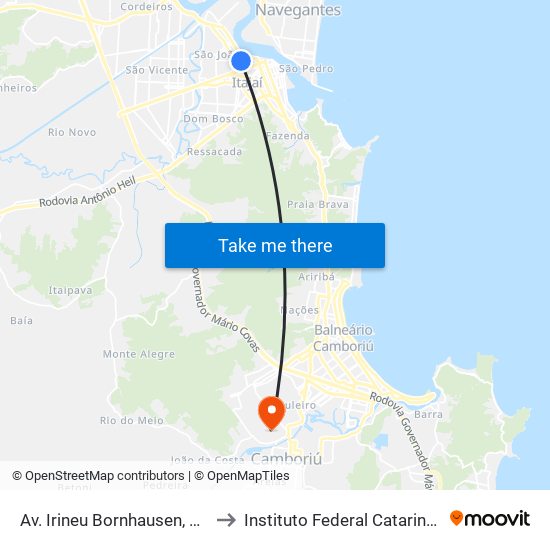 Av. Irineu Bornhausen, 1528 to Instituto Federal Catarinense map