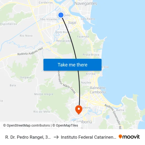 R. Dr. Pedro Rangel, 334 to Instituto Federal Catarinense map