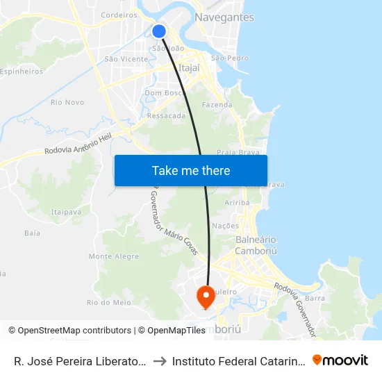 R. José Pereira Liberato, 252 to Instituto Federal Catarinense map