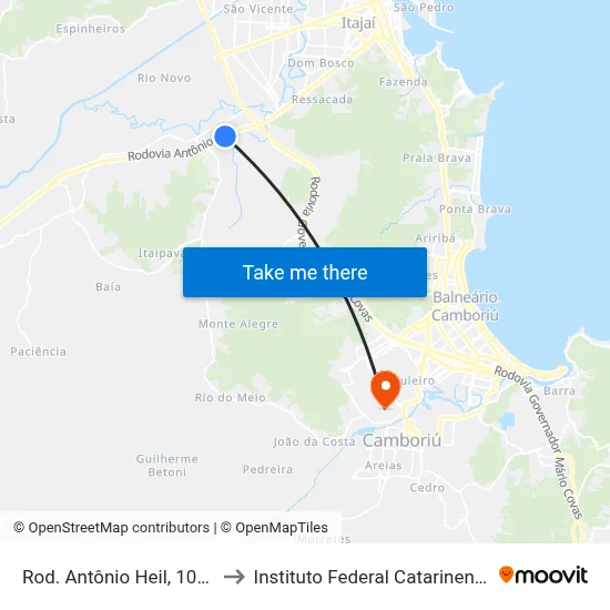 Rod. Antônio Heil, 1001 to Instituto Federal Catarinense map