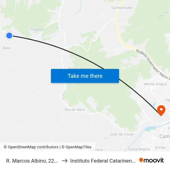 R. Marcos Albino, 2223 to Instituto Federal Catarinense map