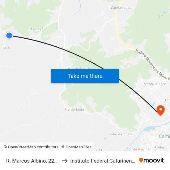 R. Marcos Albino, 2276 to Instituto Federal Catarinense map