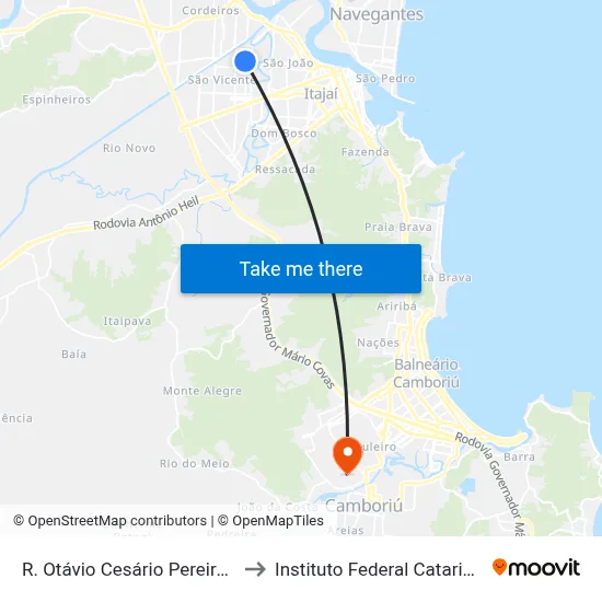 R. Otávio Cesário Pereira, 569 to Instituto Federal Catarinense map