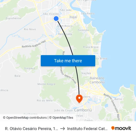 R. Otávio Cesário Pereira, 1771-1921 to Instituto Federal Catarinense map