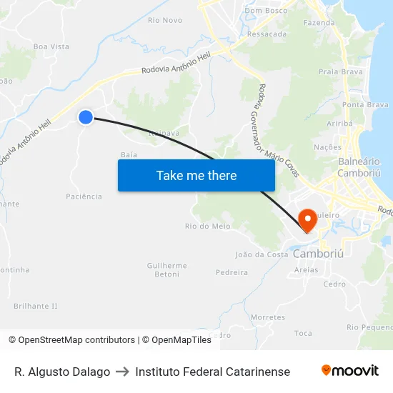 R. Algusto Dalago to Instituto Federal Catarinense map