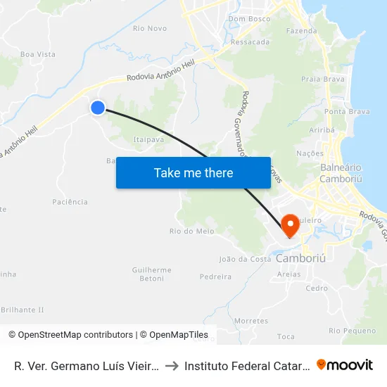 R. Ver. Germano Luís Vieira, 1216 to Instituto Federal Catarinense map