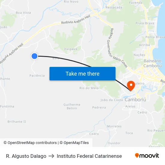 R. Algusto Dalago to Instituto Federal Catarinense map