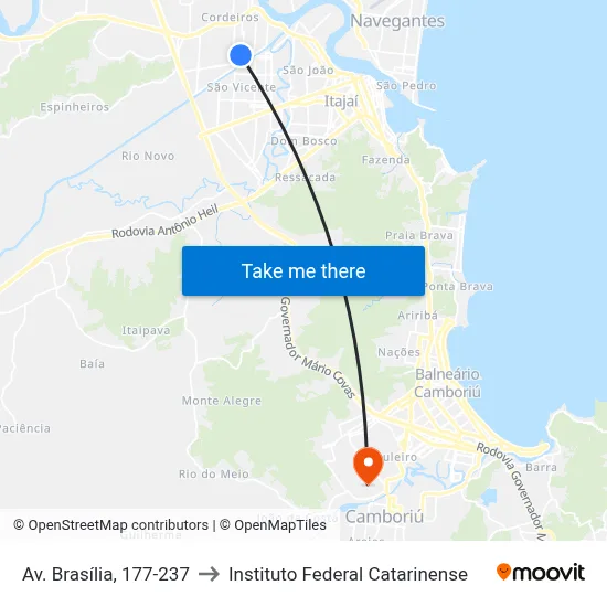 Av. Brasília, 177-237 to Instituto Federal Catarinense map