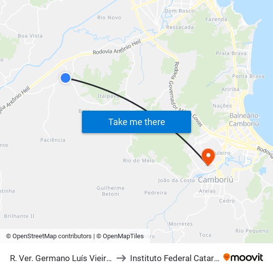R. Ver. Germano Luís Vieira, 2431 to Instituto Federal Catarinense map