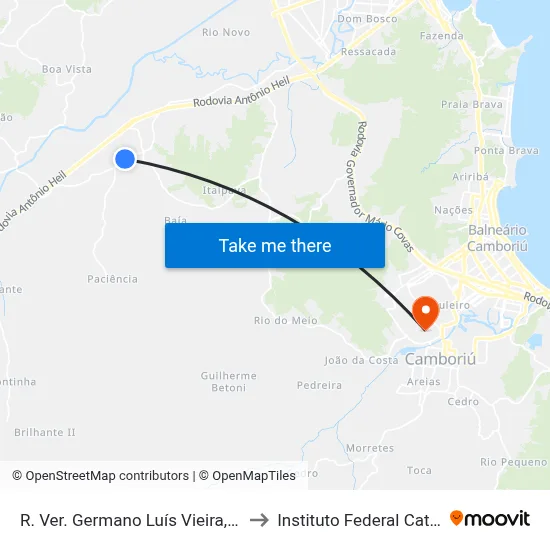 R. Ver. Germano Luís Vieira, 2909-3031 to Instituto Federal Catarinense map