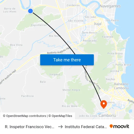 R. Inspetor Francisco Vechani, 421 to Instituto Federal Catarinense map