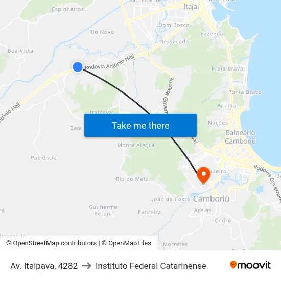 Av. Itaipava, 4282 to Instituto Federal Catarinense map