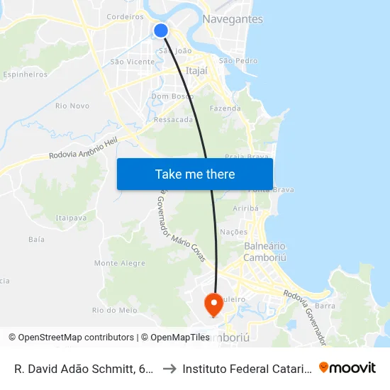 R. David Adão Schmitt, 635-689 to Instituto Federal Catarinense map