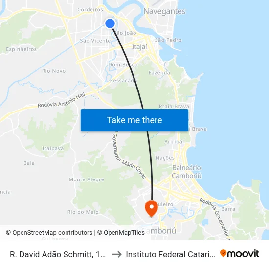 R. David Adão Schmitt, 160-174 to Instituto Federal Catarinense map