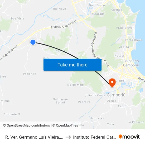 R. Ver. Germano Luís Vieira, 2924-3042 to Instituto Federal Catarinense map