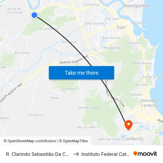 R. Clarindo Sebastião Da Cunha, 1128 to Instituto Federal Catarinense map
