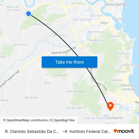 R. Clarindo Sebastião Da Cunha, 1413 to Instituto Federal Catarinense map