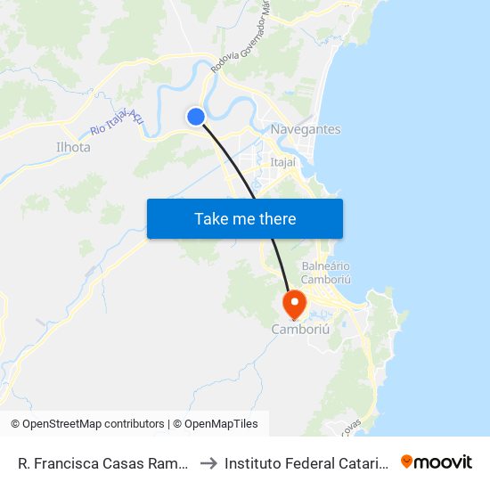 R. Francisca Casas Ramos, 63 to Instituto Federal Catarinense map