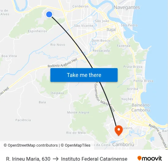 R. Irineu Maria, 630 to Instituto Federal Catarinense map