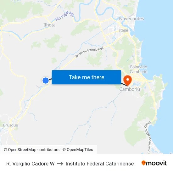 R. Vergílio Cadore W to Instituto Federal Catarinense map