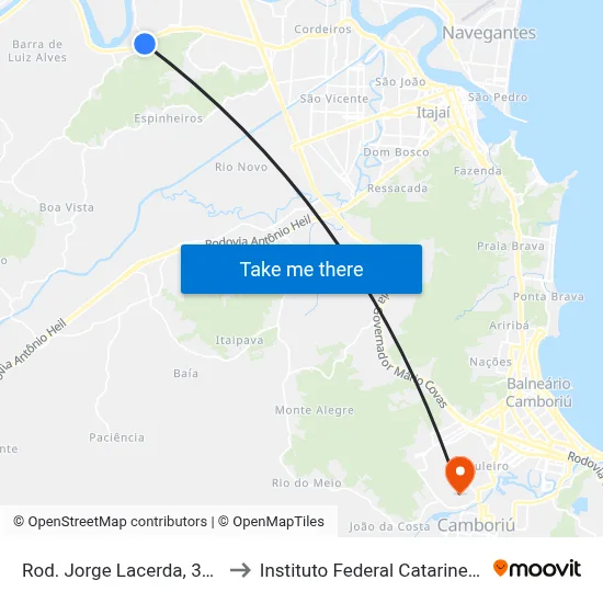 Rod. Jorge Lacerda, 3720 to Instituto Federal Catarinense map