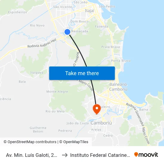 Av. Min. Luís Galoti, 2024 to Instituto Federal Catarinense map
