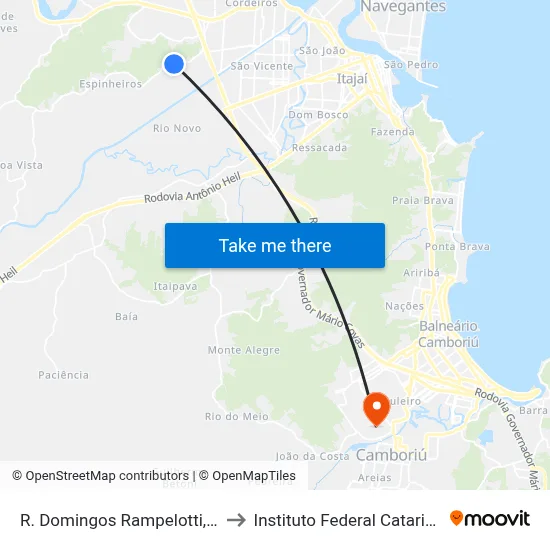 R. Domingos Rampelotti, 1141 to Instituto Federal Catarinense map