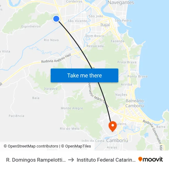 R. Domingos Rampelotti, 448 to Instituto Federal Catarinense map