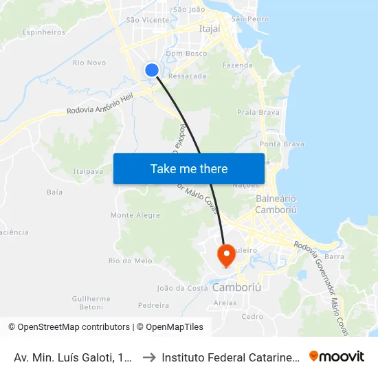 Av. Min. Luís Galoti, 1582 to Instituto Federal Catarinense map