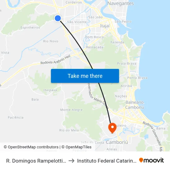 R. Domingos Rampelotti, 229 to Instituto Federal Catarinense map