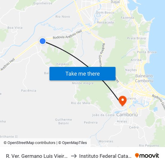 R. Ver. Germano Luís Vieira, 1-391 to Instituto Federal Catarinense map