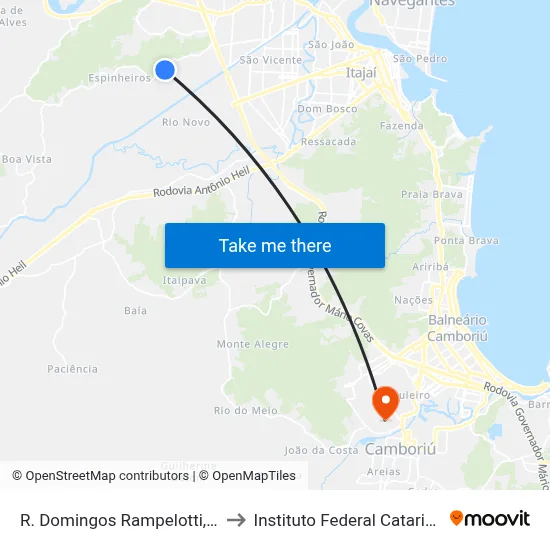 R. Domingos Rampelotti, 1811 to Instituto Federal Catarinense map