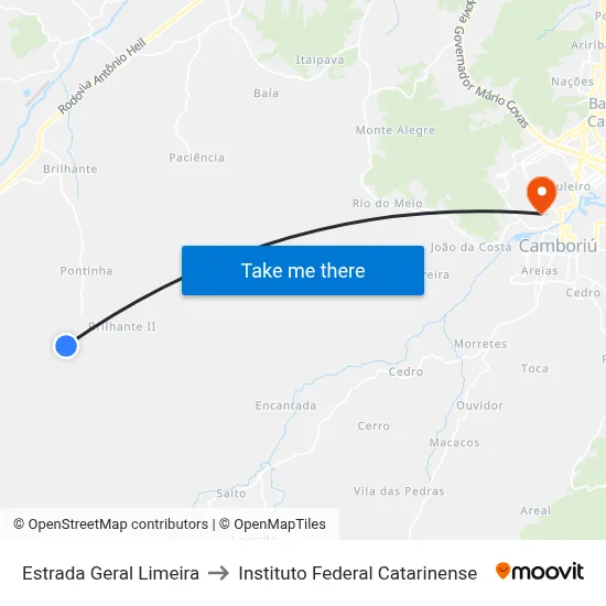 Estrada Geral Limeira to Instituto Federal Catarinense map