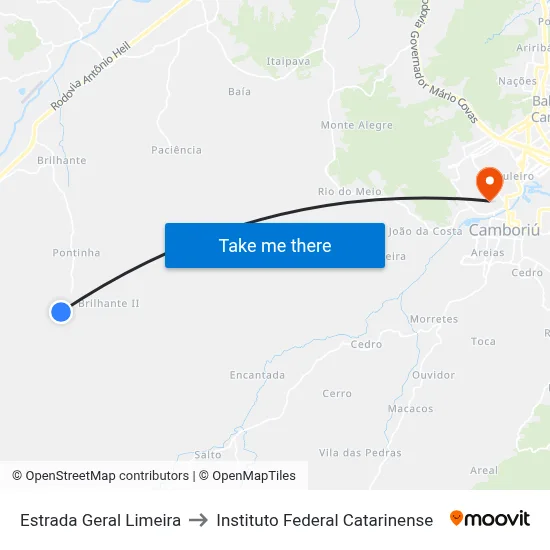 Estrada Geral Limeira to Instituto Federal Catarinense map