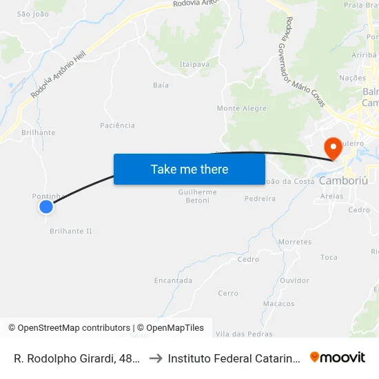 R. Rodolpho Girardi, 4883 A to Instituto Federal Catarinense map
