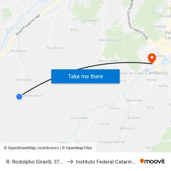R. Rodolpho Girardi, 3721 A to Instituto Federal Catarinense map