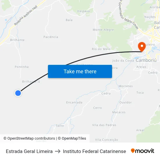 Estrada Geral Limeira to Instituto Federal Catarinense map