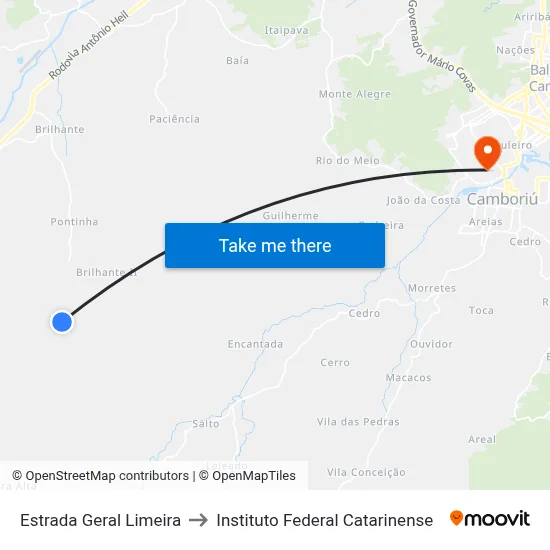 Estrada Geral Limeira to Instituto Federal Catarinense map