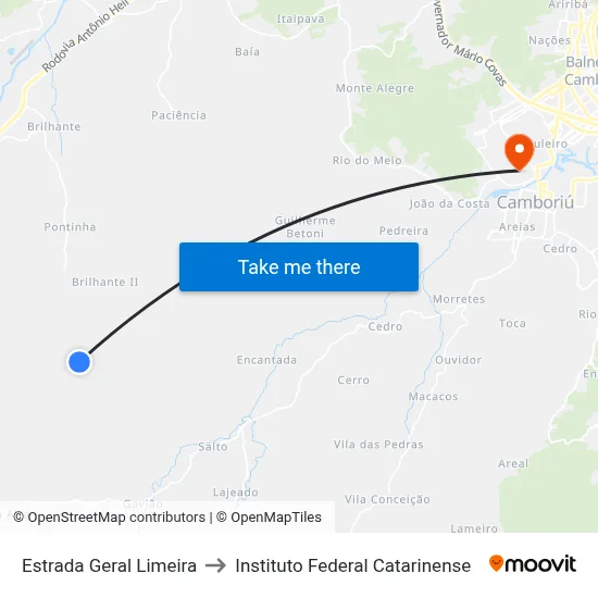 Estrada Geral Limeira to Instituto Federal Catarinense map