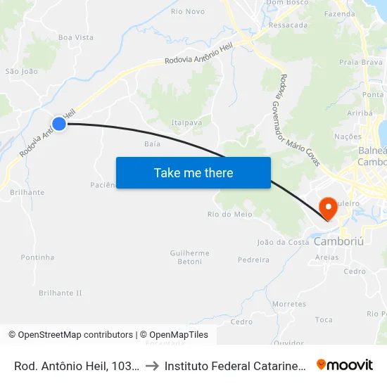 Rod. Antônio Heil, 10323 to Instituto Federal Catarinense map