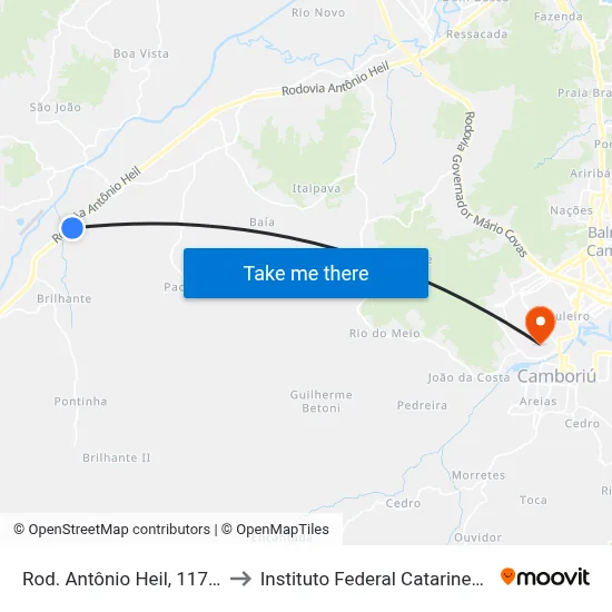 Rod. Antônio Heil, 11713 to Instituto Federal Catarinense map