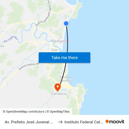 Av. Prefeito José Juvenal Mafra, 6961 to Instituto Federal Catarinense map
