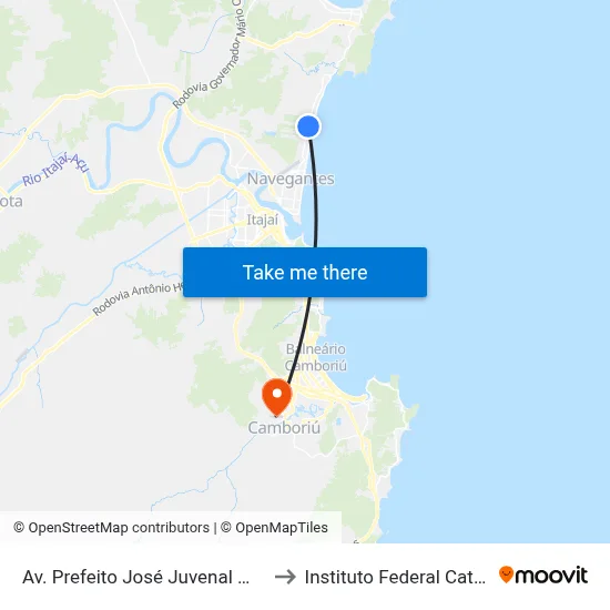 Av. Prefeito José Juvenal Mafra, 2990 to Instituto Federal Catarinense map