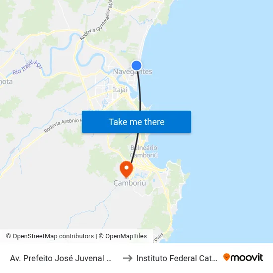 Av. Prefeito José Juvenal Mafra, 2047 to Instituto Federal Catarinense map