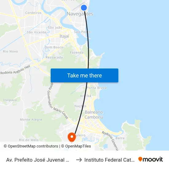 Av. Prefeito José Juvenal Mafra, 2255 to Instituto Federal Catarinense map