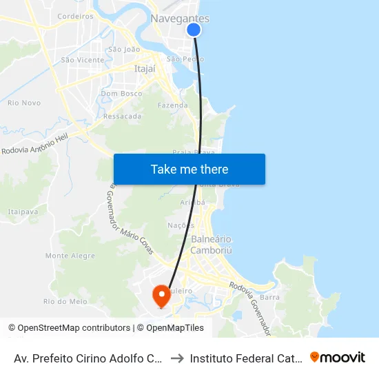 Av. Prefeito Cirino Adolfo Cabral, 1796 to Instituto Federal Catarinense map
