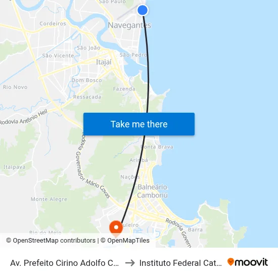 Av. Prefeito Cirino Adolfo Cabral, 3378 to Instituto Federal Catarinense map
