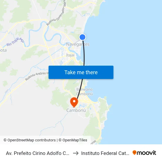 Av. Prefeito Cirino Adolfo Cabral, 4298 to Instituto Federal Catarinense map