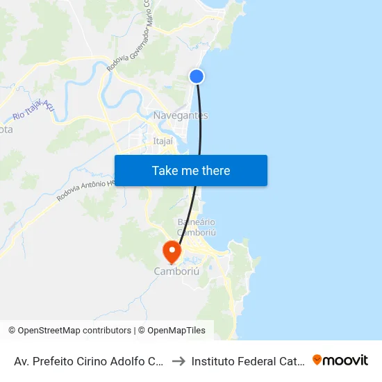 Av. Prefeito Cirino Adolfo Cabral, 6486 to Instituto Federal Catarinense map