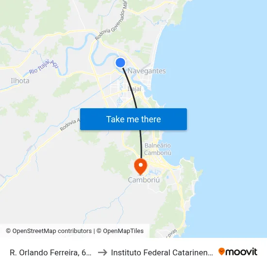 R. Orlando Ferreira, 646 to Instituto Federal Catarinense map